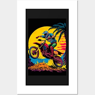 Dirt Bike With Orange moon Posters and Art